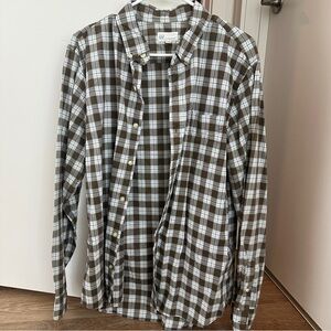 GAP Men's Casual Brown White Blue Checkered Shirt